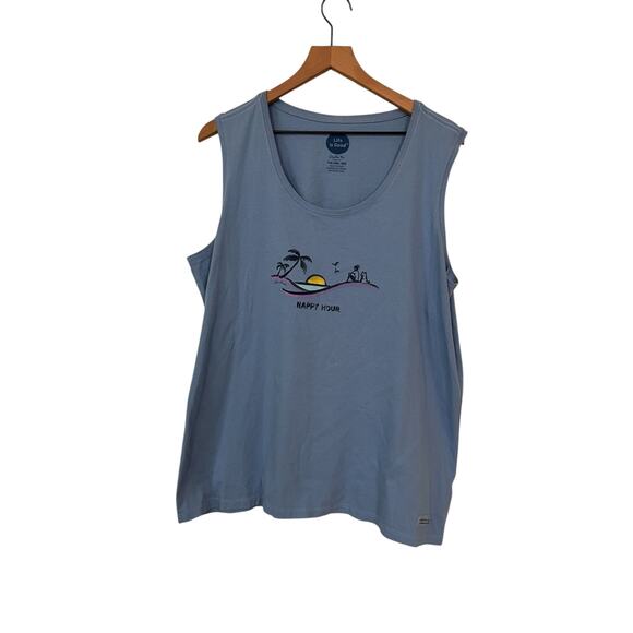 Life is Good Womens Blue Happy Hour Beach Crusher Tee Tank Size XXL - Picture 1 of 6